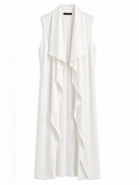 Mendocino White Sleeveless Flowy Long Vest L